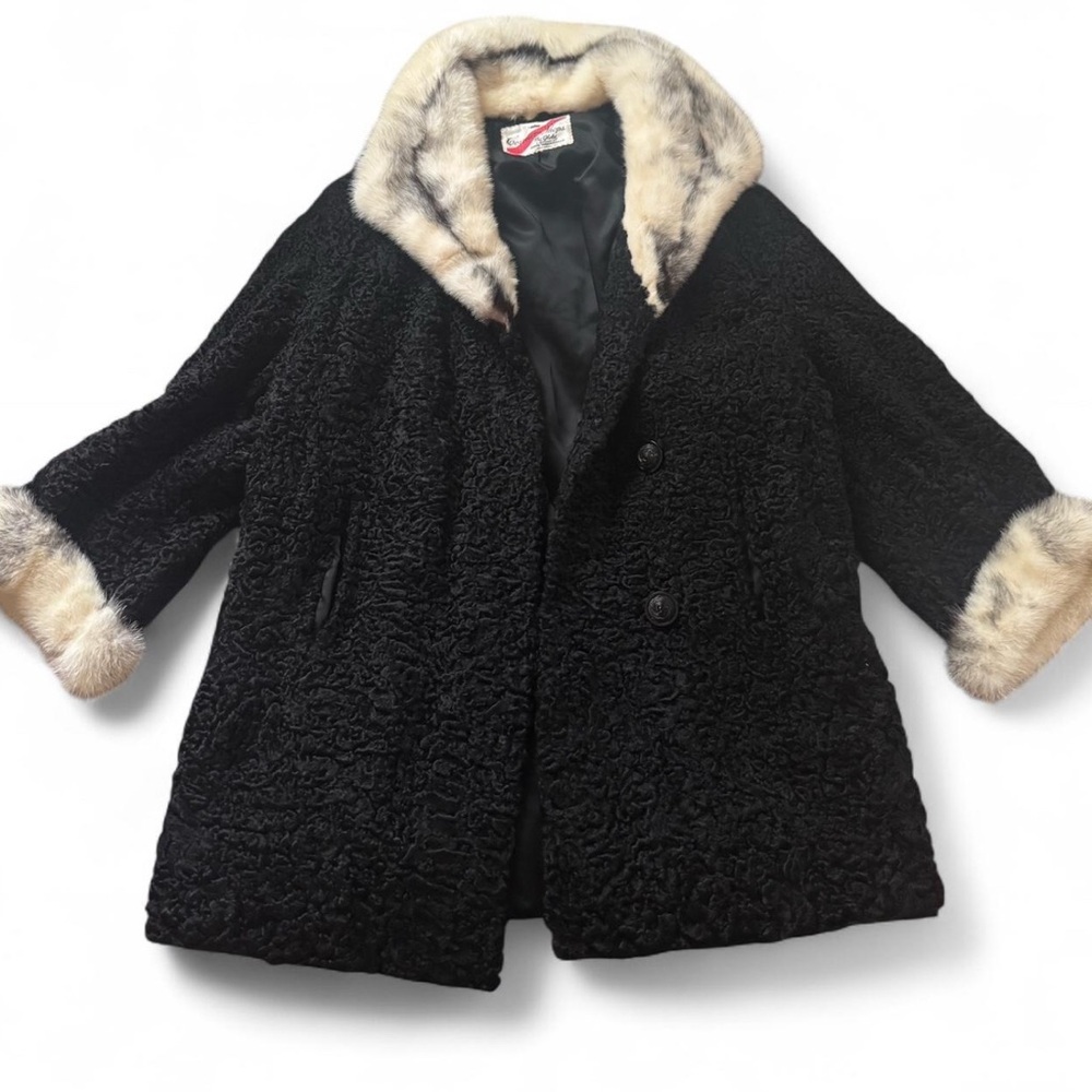 Vintage Black Fur Trimmed Coat